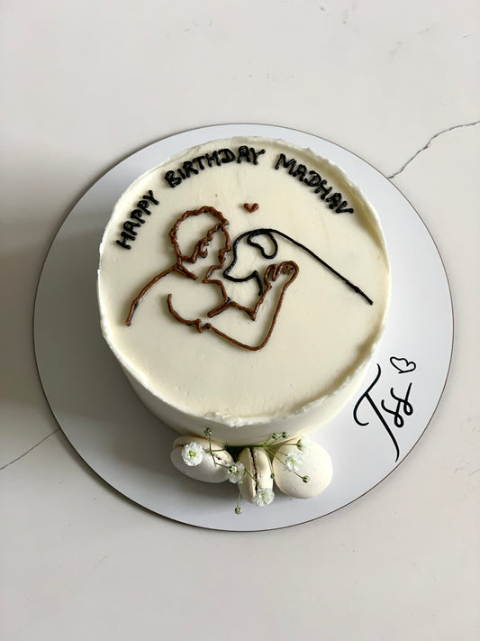 Buttercream illustration cake by The Sinful Spoon featuring colorful floral and whimsical designs on a decorated cake.