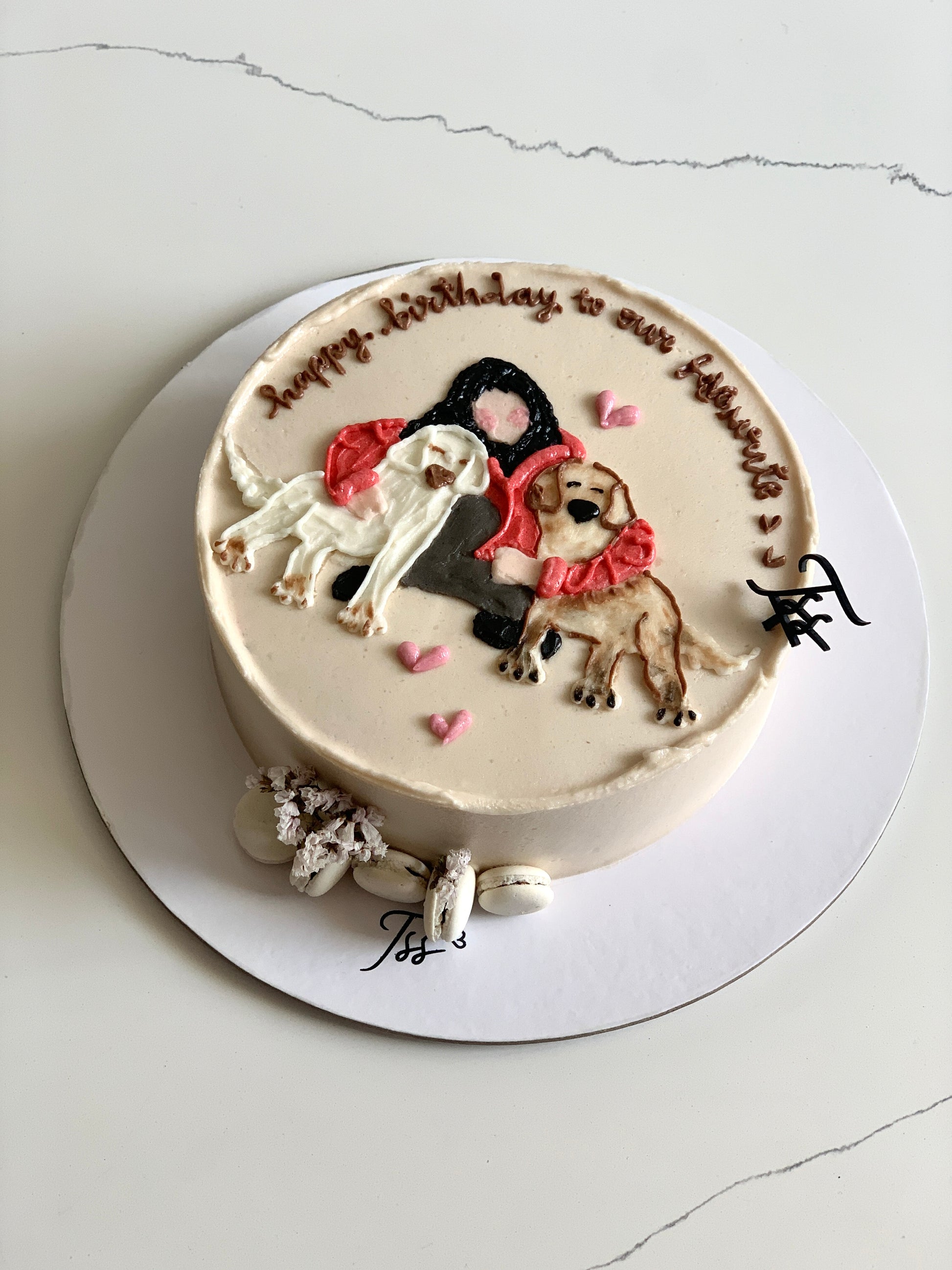 Decorative buttercream illustration cake by The Sinful Spoon featuring colorful floral and abstract piping details.