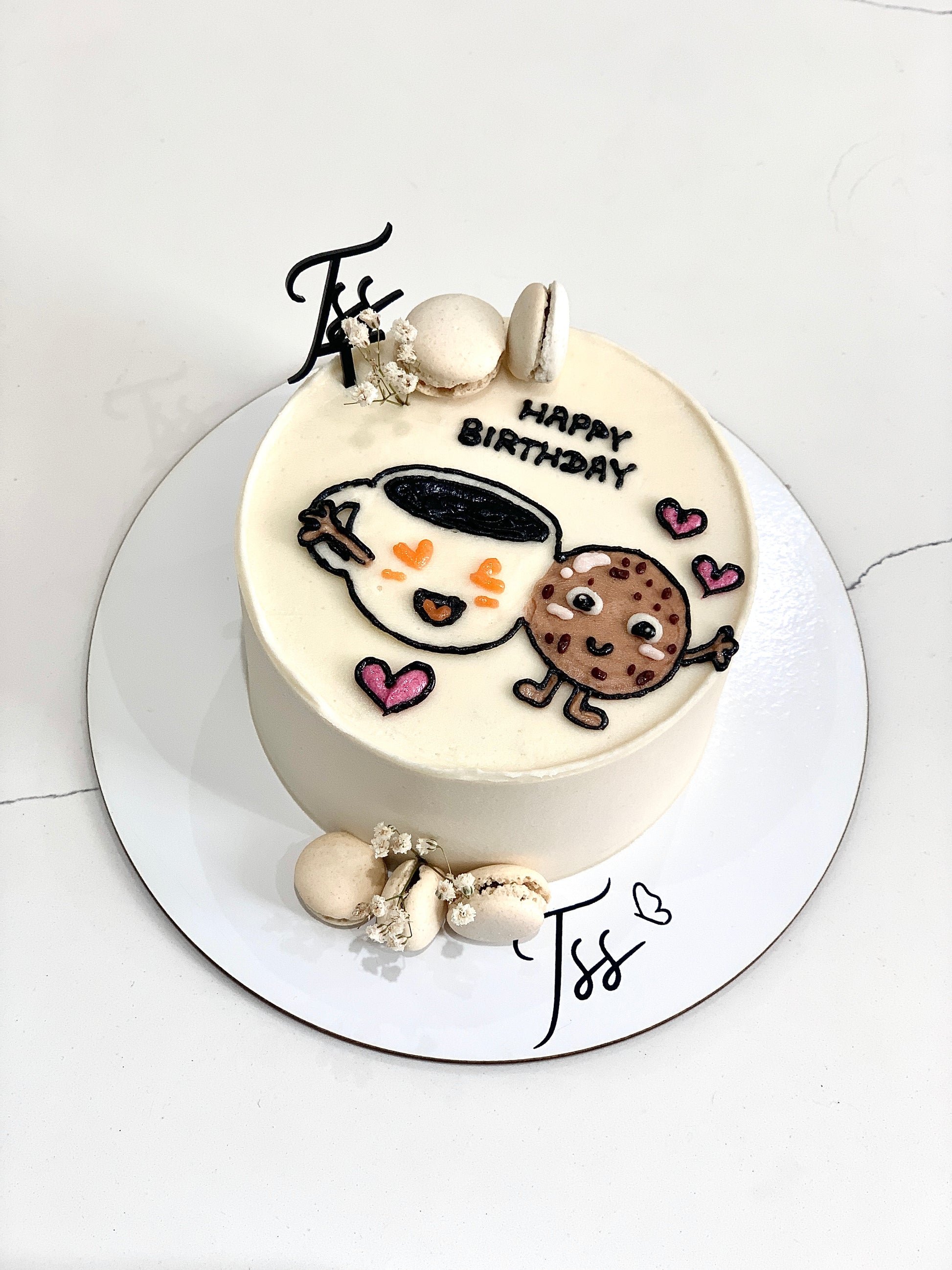 Colorful buttercream illustration cake with floral decorations and intricate piping by The Sinful Spoon.