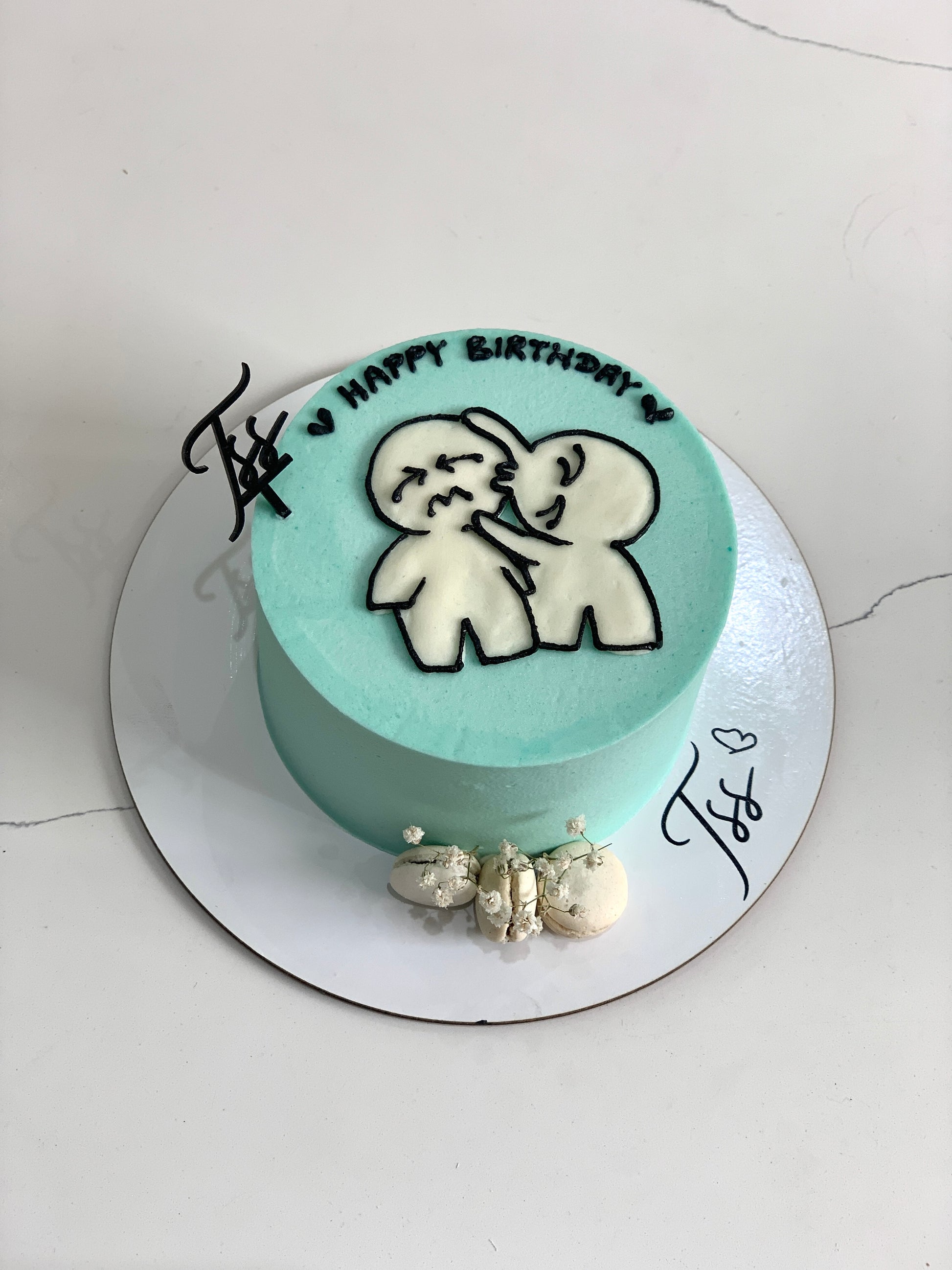 Colorful buttercream illustration cake by The Sinful Spoon with intricate floral and whimsical decorative piping.