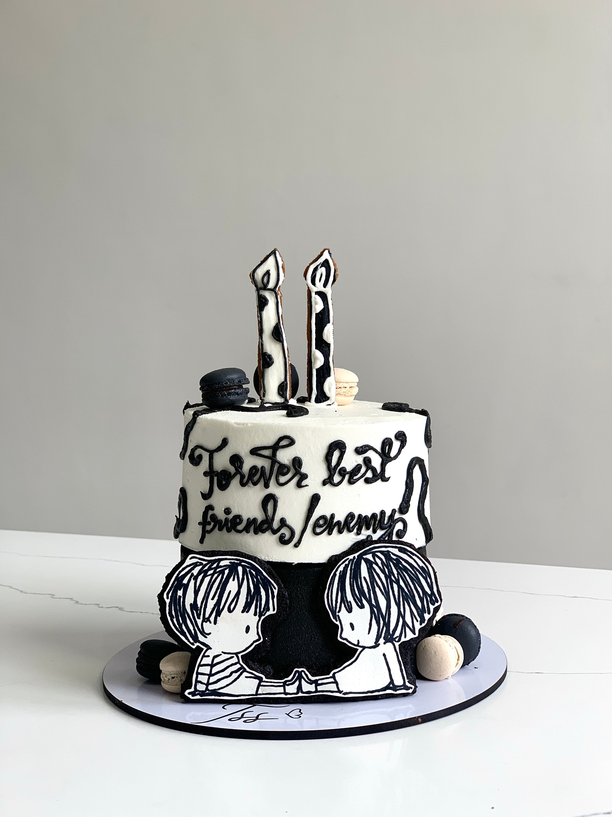 Decorative festive cakes from The Sinful Spoon with colorful icing and holiday-themed designs, perfect for celebrations.