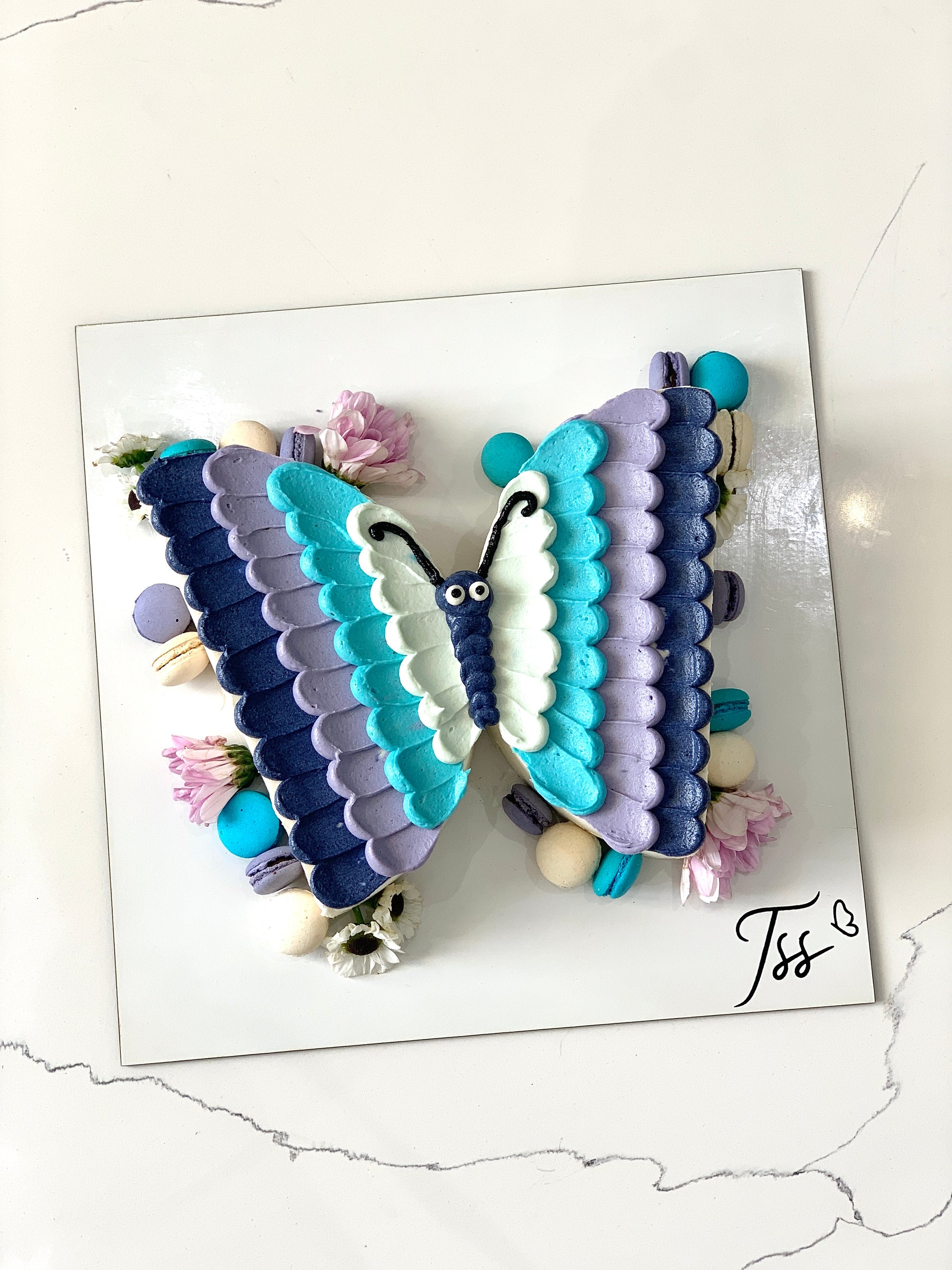 Colorful shape cakes from The Sinful Spoon arranged on a platter, featuring various geometric and fun dessert shapes.